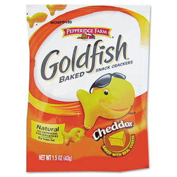 PEPPERIDGE FARM, INC Goldfish Crackers, Cheddar, Single-Serve Snack, 1.5oz Bag, 72/Carton