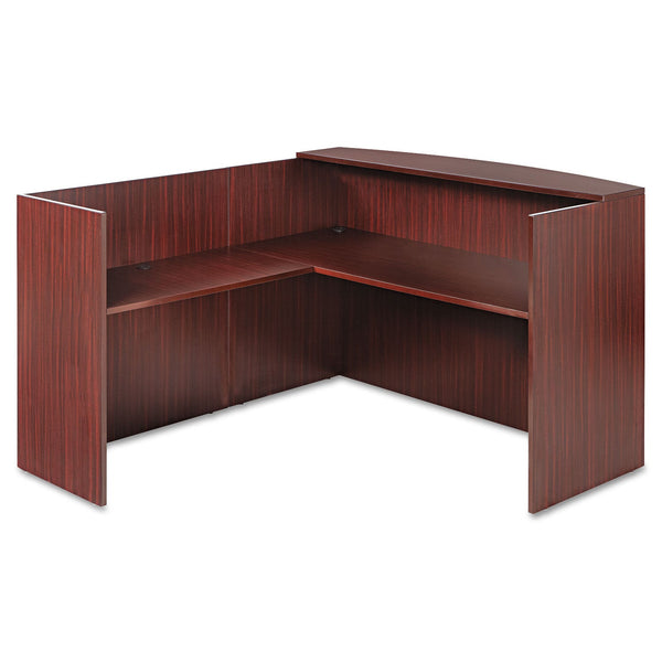 ALERA Alera Valencia Series Reception Desk with Transaction Counter, 71" x 35.5" x 29.5" to 42.5", Mahogany