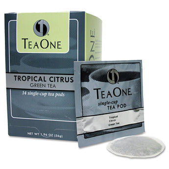 Tea One® Tea Pods, Tropical Citrus Green, 14/Box