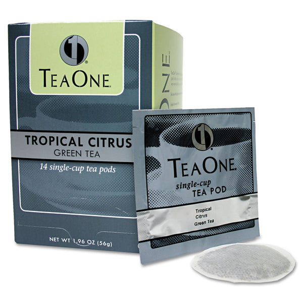 Tea One® Tea Pods, Tropical Citrus Green, 14/Box