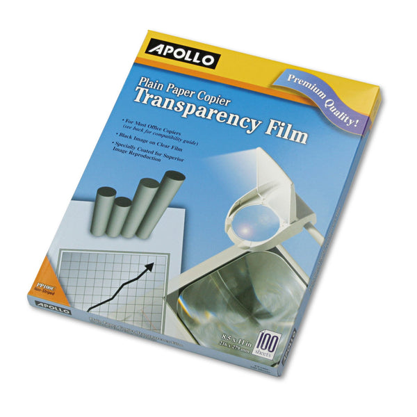 APOLLO AUDIO VISUAL Plain Paper Transparency Film, 8.5 x 11, Black on Clear, 100/Box