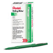 Pentel® Rolling Writer Roller Ball Pen, Stick, Medium 0.8 mm, Green Ink, Green Barrel, Dozen