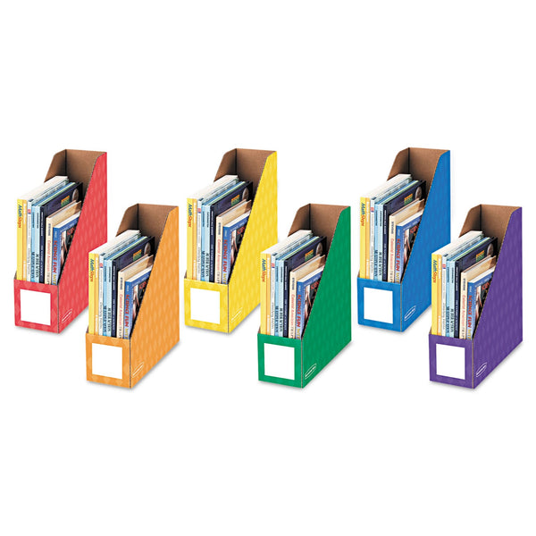 FELLOWES MFG. CO. Extra-Wide Cardboard Magazine File, 4.25 x 11.38 x 12.88, Assorted, 6/Pack
