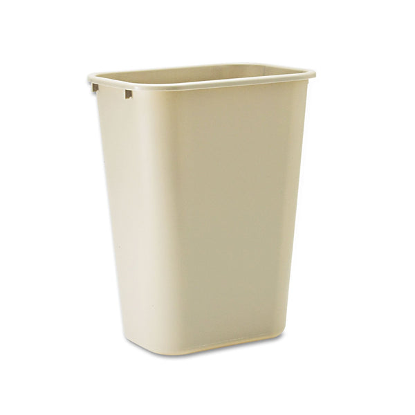 RUBBERMAID COMMERCIAL PROD. Deskside Plastic Wastebasket, 10.25 gal, Plastic, Beige