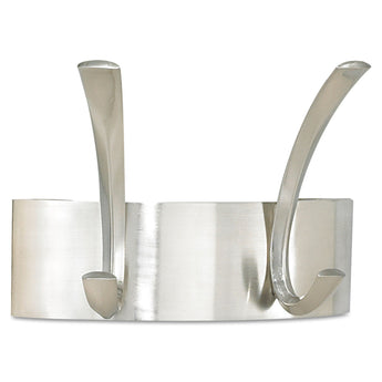 SAFCO PRODUCTS Metal Coat Rack, Wall Rack, Two Hooks, Steel, 7w x 4.5d x 5.25h, Brushed Nickel