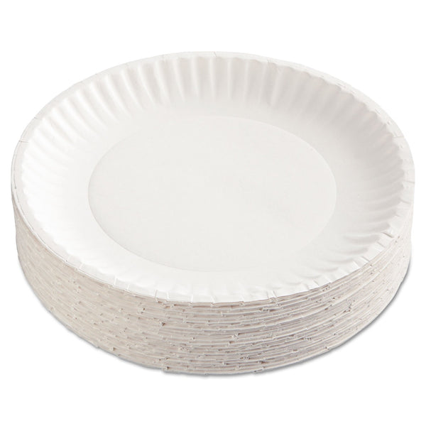 AJM PACKAGING CORP. Gold Label Coated Paper Plates, 9" dia, White, 100/Pack, 10 Packs/Carton