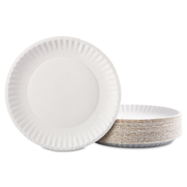 AJM PACKAGING CORP. Paper Plates, 9" dia, White, 100/Pack, 12 Packs/Carton