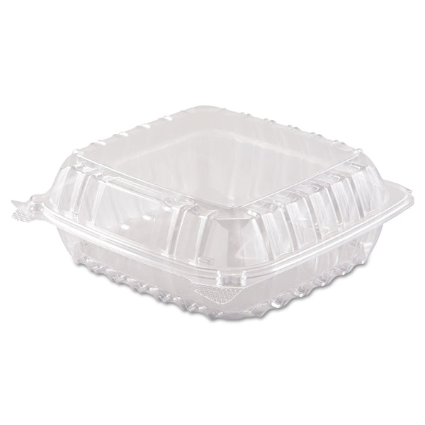 DART ClearSeal Hinged-Lid Plastic Containers, 8.3 x 8.3 x 3, Clear, Plastic, 250/Carton