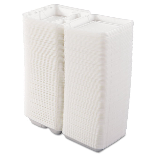 DART Foam Hinged Lid Containers, 3-Compartment, 7.5 x 8 x 2.3, White, 200/Carton