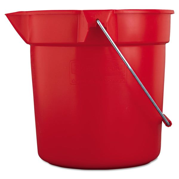 RUBBERMAID COMMERCIAL PROD. BRUTE Round Utility Pail, 10 qt, Plastic, Red, 10.5" dia