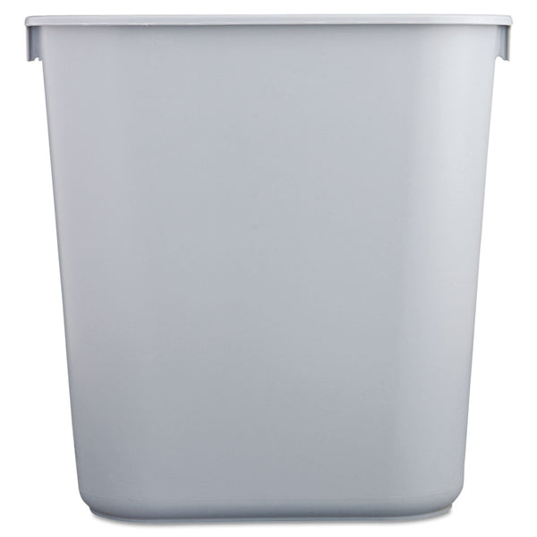RUBBERMAID COMMERCIAL PROD. Deskside Plastic Wastebasket, 3.5 gal, Plastic, Gray