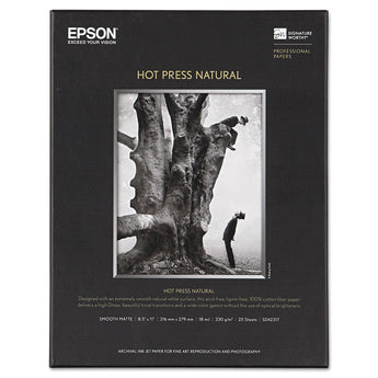 EPSON AMERICA, INC. Hot Press Fine Art Paper, 17 mil, 8.5 x 11, Smooth Matte Natural, 25/Pack