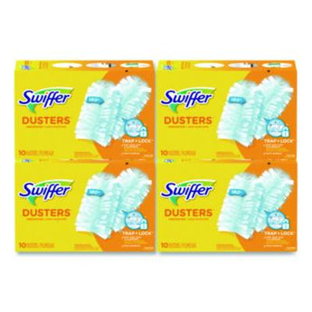 Refill Dusters, Dust Lock Fiber, Light Blue, Unscented, 10/Box, 4 Box/Carton