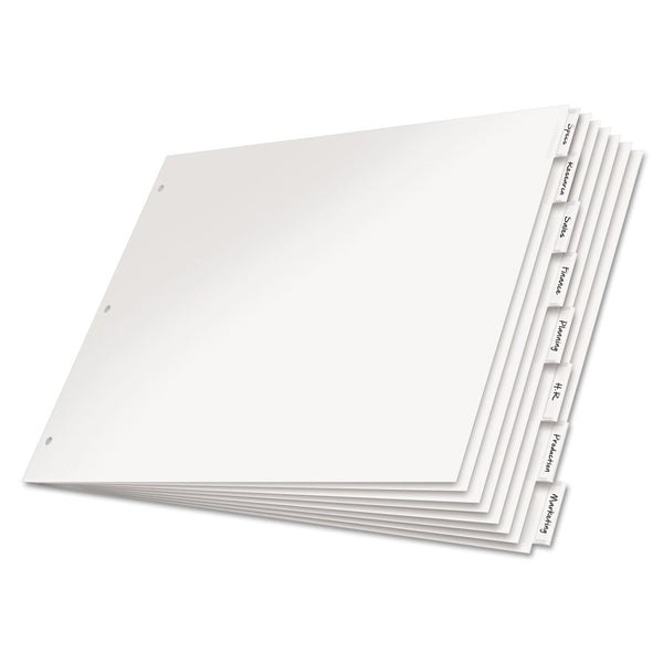 Cardinal® Paper Insertable Dividers, 8-Tab, 11 x 17, White, Clear Tabs, 1 Set