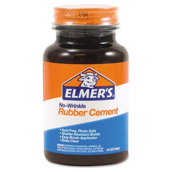 LMER'S PRODUCTS, INC. Rubber Cement with Brush Applicator, 4 oz, Dries Clear