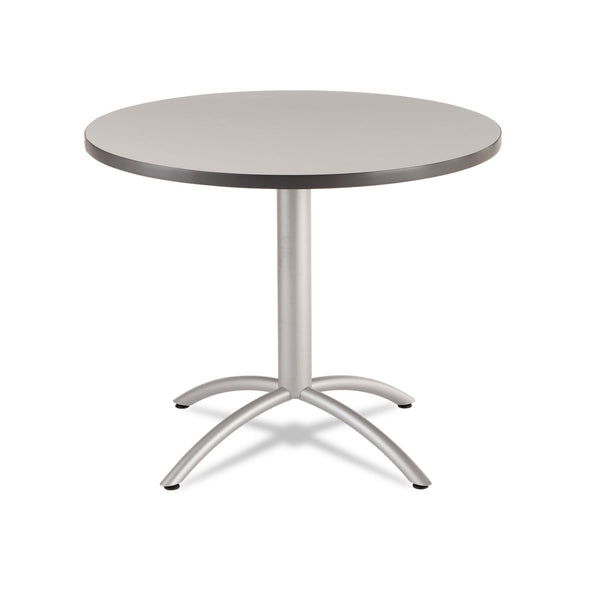 ICEBERG ENTERPRISES CafeWorks Table, Cafe-Height, Round, 36" x 30", Gray/Silver