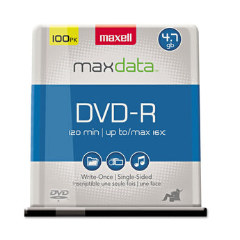 MAXELL CORP. OF AMERICA DVD-R Recordable Disc, 4.7 GB, 16x, Spindle, Gold, 100/Pack