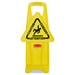 Stable Multi-Lingual Safety Sign, 13 x 13.25 x 26, Yellow