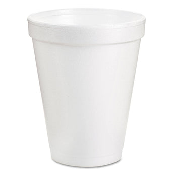 DART Foam Drink Cups, 8 oz, White, 25/Pack