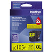 BROTHER INTL. CORP. LC105Y Innobella Super High-Yield Ink, 1,200 Page-Yield, Yellow