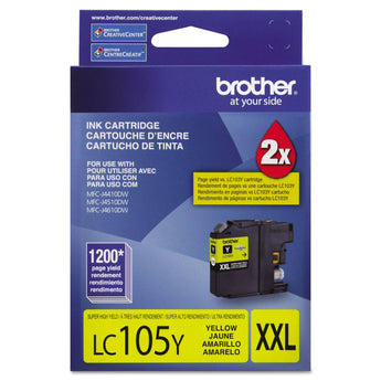 BROTHER INTL. CORP. LC105Y Innobella Super High-Yield Ink, 1,200 Page-Yield, Yellow
