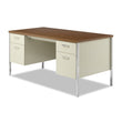 ALERA Double Pedestal Steel Desk, 60" x 30" x 29.5", Cherry/Putty