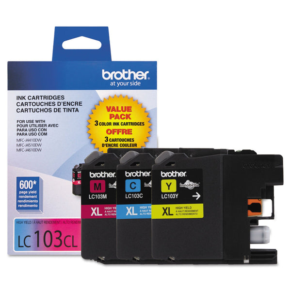 BROTHER INTL. CORP. LC1033PKS Innobella High-Yield Ink, 600 Page-Yield, Cyan/Magenta/Yellow