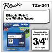 BROTHER INTL. CORP. TZe Standard Adhesive Laminated Labeling Tape, 0.7" x 26.2 ft, Black on White