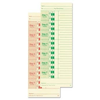 LATHEM TIME CORPORATION Time Clock Cards for All Standard Side-Print Time Clocks, Two Sides, 3.5 x 9, 100/Pack