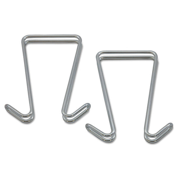ALERA Double Sided Partition Garment Hook, Steel, 0.5 x 3.38 x 4.75, Over-the-Door/Over-the-Panel Mount, Silver, 2/Pack