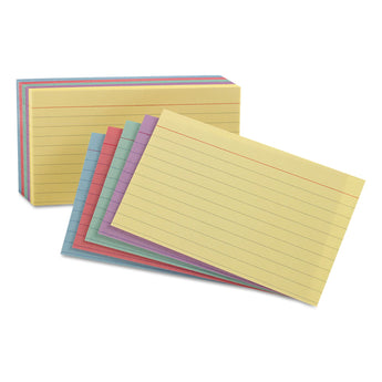 TOPS BUSINESS FORMS Ruled Index Cards, 4 x 6, Blue/Violet/Canary/Green/Cherry, 100/Pack