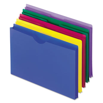 TOPS BUSINESS FORMS Poly File Jackets, Straight Tab, Legal Size, Assorted Colors, 5/Pack