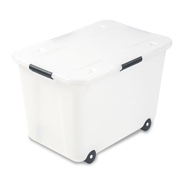 ADVANTUS CORPORATION Rolling 15-Gal. Storage Box, Letter/Legal Files, 23.75" x 15.75" x 15.75", Clear