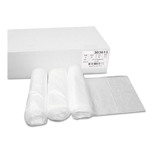 GEN  High Density Can Liners, 30 gal, 10 mic, 30" x 36", Natural, 25 Bags/Roll, 20 Rolls/Carton