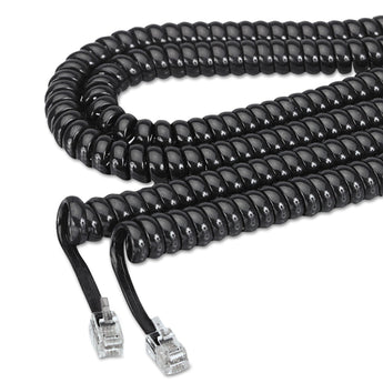 SOFTALK LLC Coiled Phone Cord, Plug/Plug, 25 ft, Black
