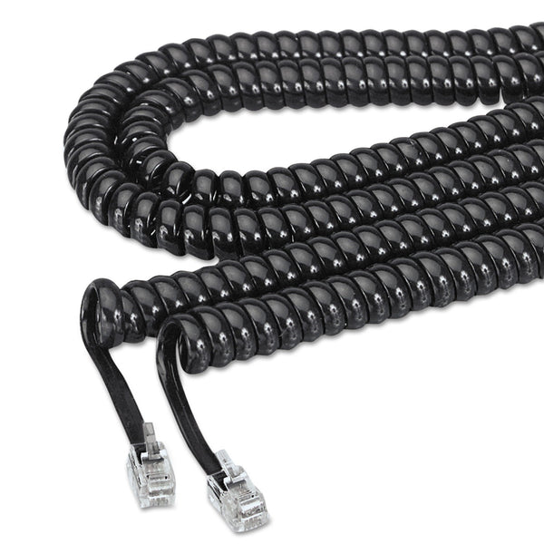 SOFTALK LLC Coiled Phone Cord, Plug/Plug, 12 ft, Black