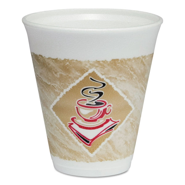 DART Cafe G Foam Hot/Cold Cups, 12 oz, Brown/Red/White, 20/Pack