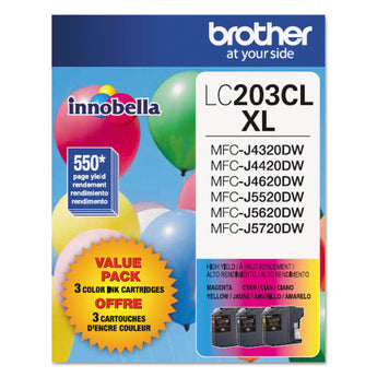 BROTHER INTL. CORP. LC2033PKS Innobella High-Yield Ink, 550 Page-Yield, Cyan/Magenta/Yellow