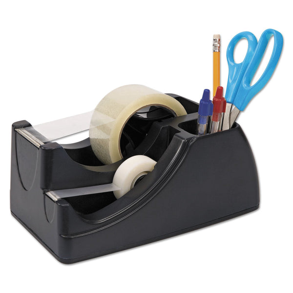OFFICEMATE INTERNATIONAL CORP. Recycled 2-in-1 Heavy Duty Tape Dispenser, 1" and 3" Cores, Plastic, Black