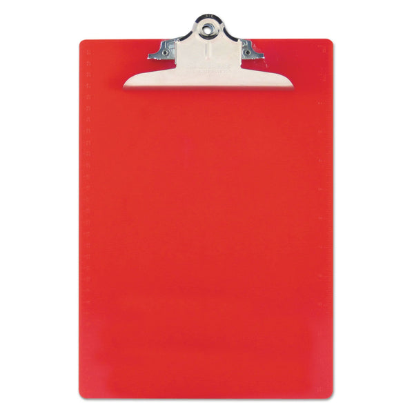Saunders Recycled Plastic Clipboard with Ruler Edge, 1" Clip Capacity, Holds 8.5 x 11 Sheets, Red