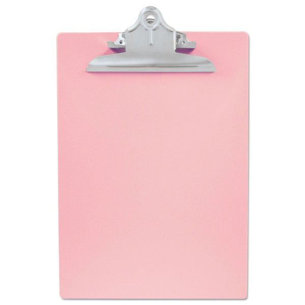 Saunders Recycled Plastic Clipboard with Ruler Edge, 1" Clip Capacity, Holds 8.5 x 11 Sheets, Pink