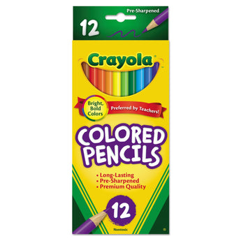 BINNEY & SMITH / CRAYOLA Long-Length Colored Pencil Set, 3.3 mm, 2B, Assorted Lead and Barrel Colors, Dozen