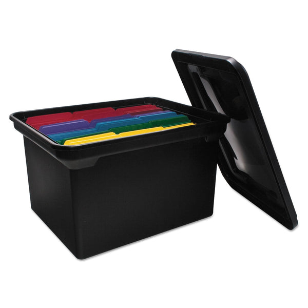 ADVANTUS CORPORATION File Tote with Lid, Letter/Legal Files, 14.25" x 18" x 10.88", Black