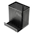 ARTISTIC LLC Urban Collection Punched Metal Pencil Cup/Cell Phone Stand, Perforated Steel, 3.5 x 3.5, Black