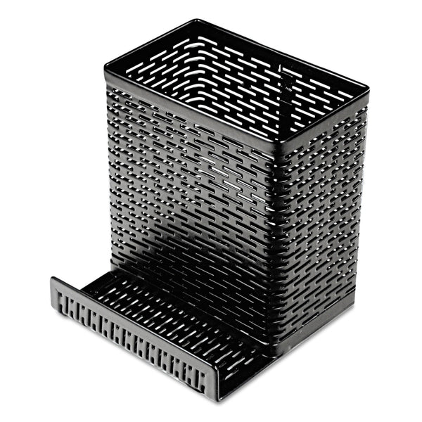 ARTISTIC LLC Urban Collection Punched Metal Pencil Cup/Cell Phone Stand, Perforated Steel, 3.5 x 3.5, Black