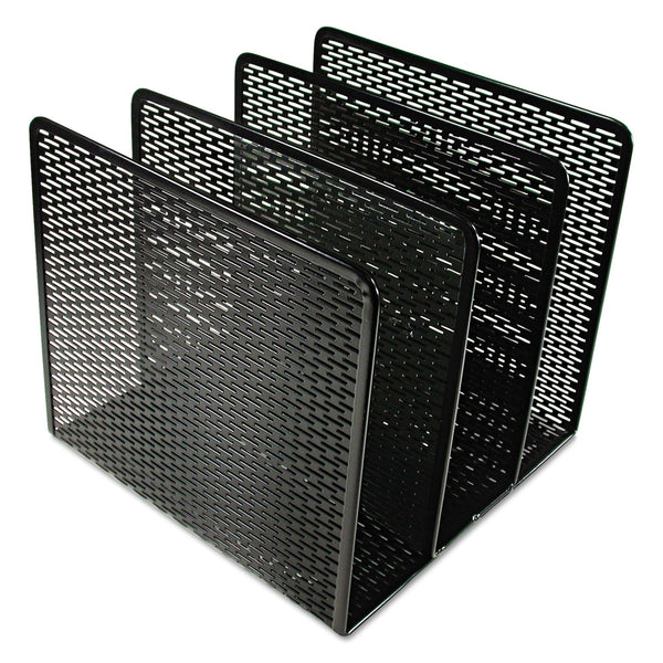 ARTISTIC LLC Urban Collection Punched Metal File Sorter, 3 Sections, Letter Size Files, 8" x 8" x 7.25", Black