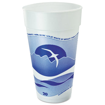 DART Horizon Hot/Cold Foam Drinking Cups, 20 oz, Printed, Blueberry/White, 25/Bag, 20 Bags/Carton