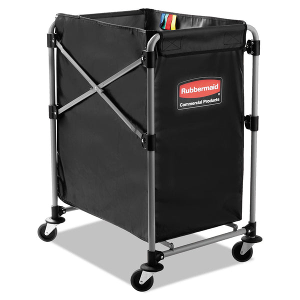 RUBBERMAID COMMERCIAL PROD. One-Compartment Collapsible X-Cart, Synthetic Fabric, 4.98 cu ft Bin, 20.33" x 24.1" x 34", Black/Silver