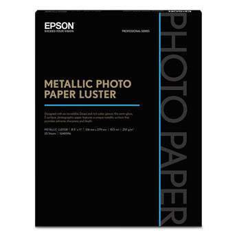 EPSON AMERICA, INC. Professional Media Metallic Luster Photo Paper, 10.5 mil, 8.5 x 11, White, 25/Pack