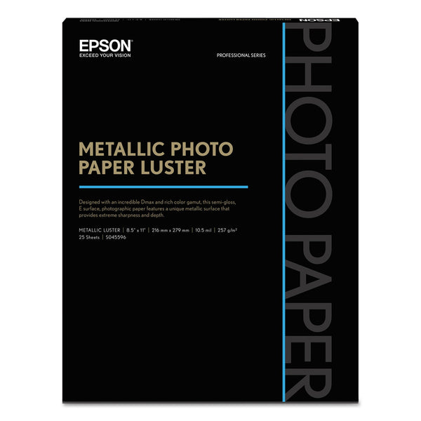 EPSON AMERICA, INC. Professional Media Metallic Luster Photo Paper, 10.5 mil, 8.5 x 11, White, 25/Pack